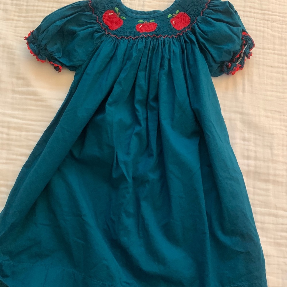 Smocked dress with apples